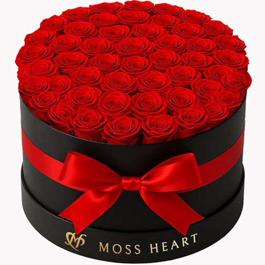 Luxury Preserved Roses – 50 Forever Roses in Elegant Round Box