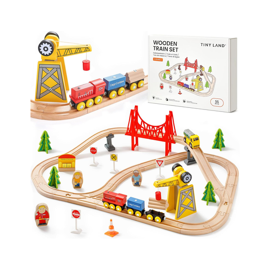 All-in-One Wooden Train Set – Interactive Tracks, Blocks, & Puzzles