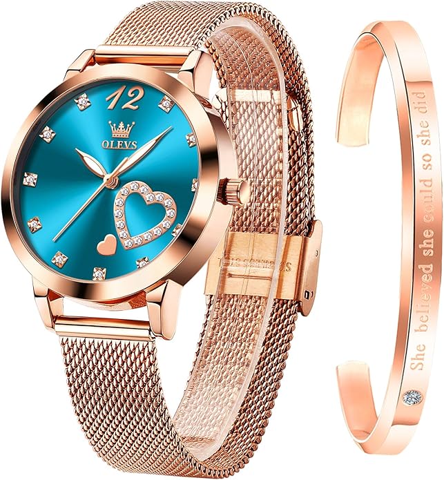 Elegant Rose Gold Watch Set for Women