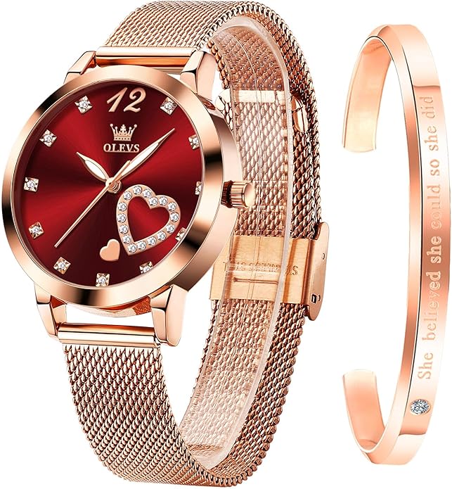 Elegant Rose Gold Watch Set for Women