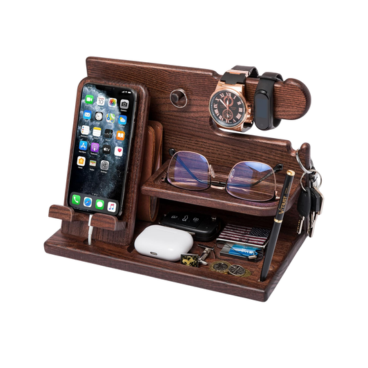 Wooden Charging Station & Desk Organizer