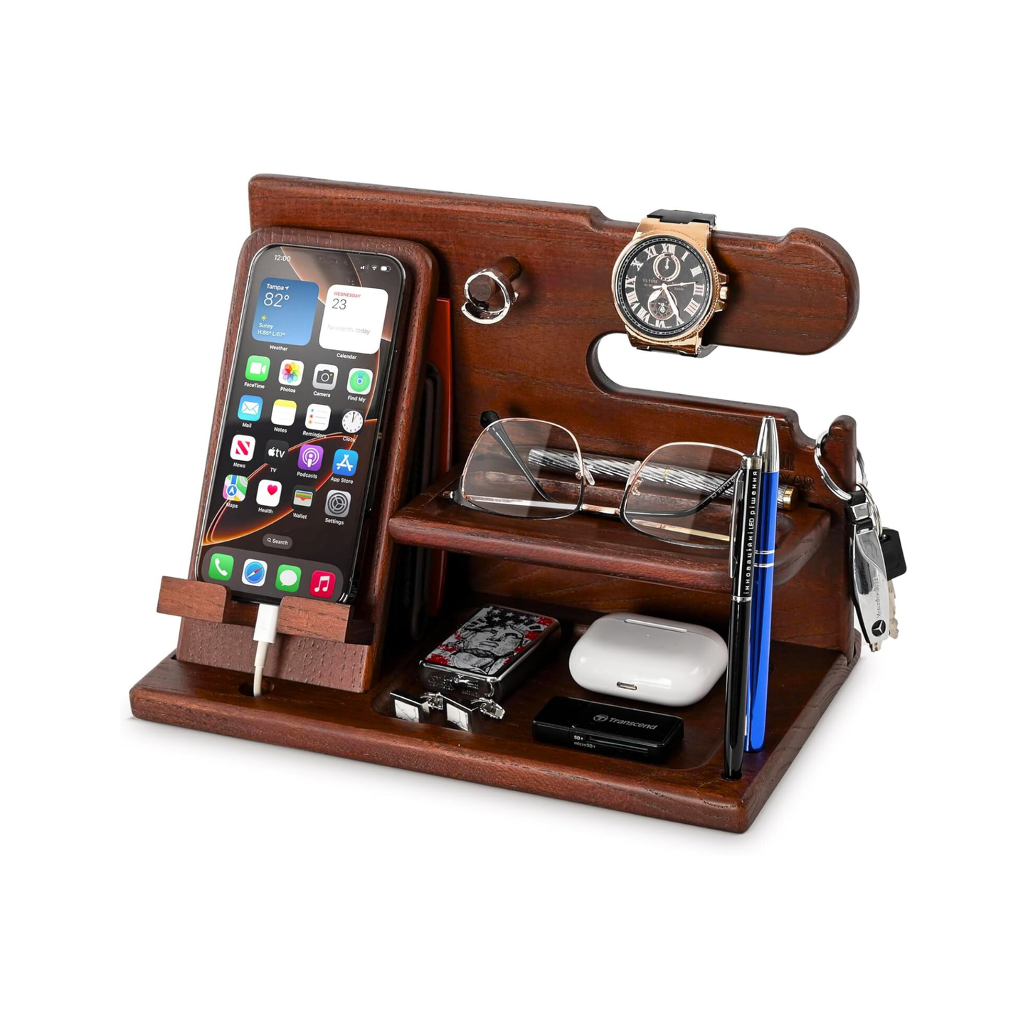 Wooden Charging Station & Desk Organizer