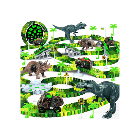 Glow-in-the-Dark Dinosaur Race Track Set for Kids