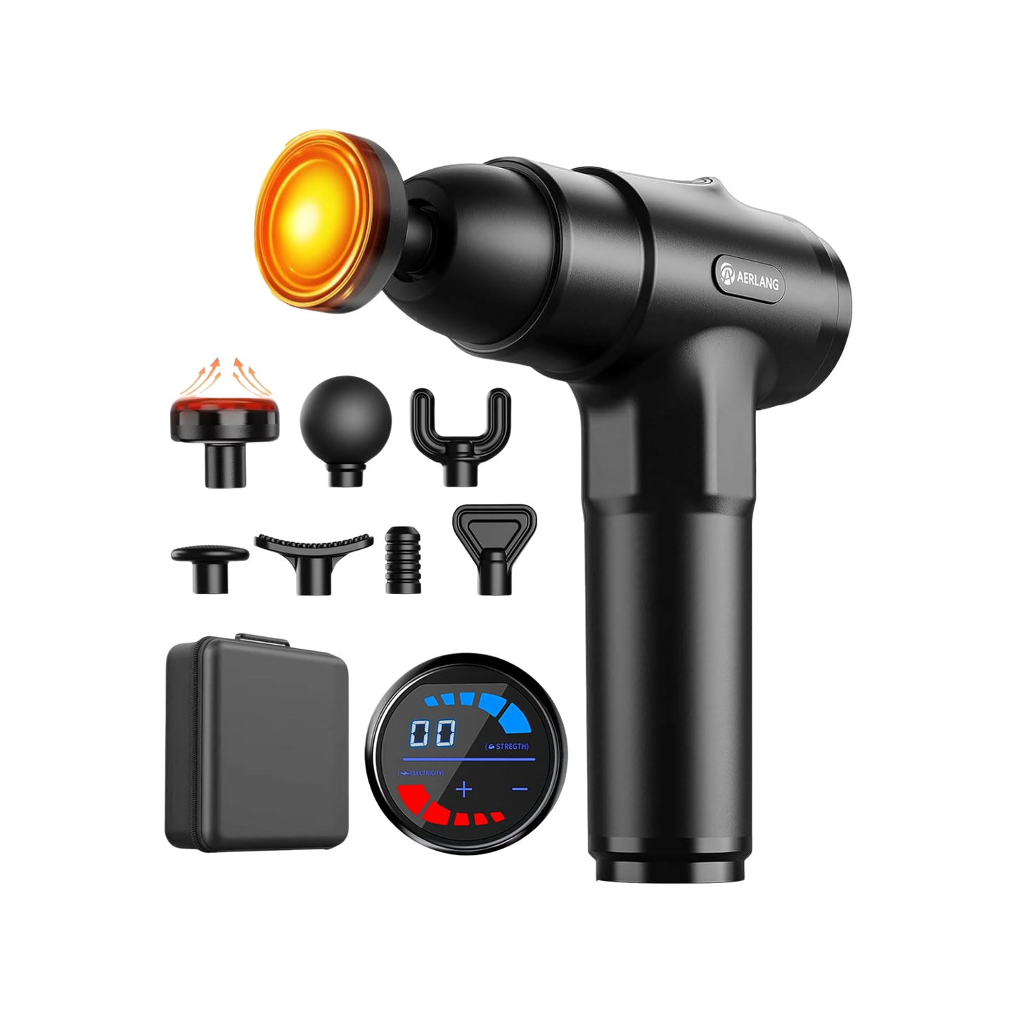 Deep Tissue Massage Gun with Heat & 7 Attachments