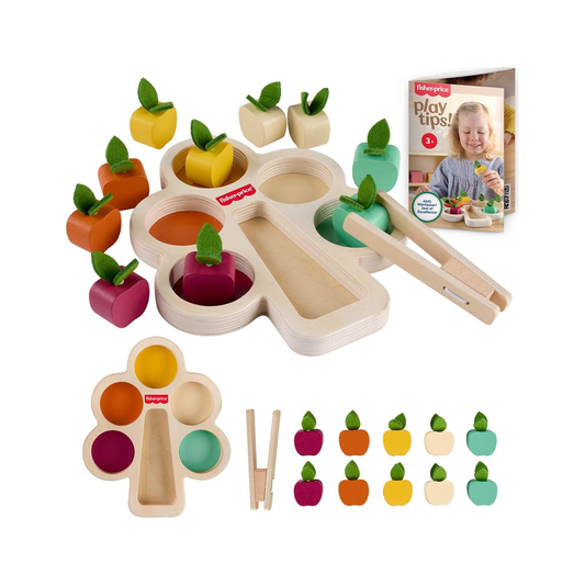 Montessori Apple Sorting Toy – Color-Matching Educational Game with Tweezers for Fine Motor Skill Development