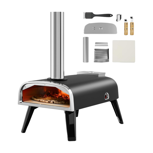Portable Outdoor Wood-Fired Pizza Oven with Rotating Plate
