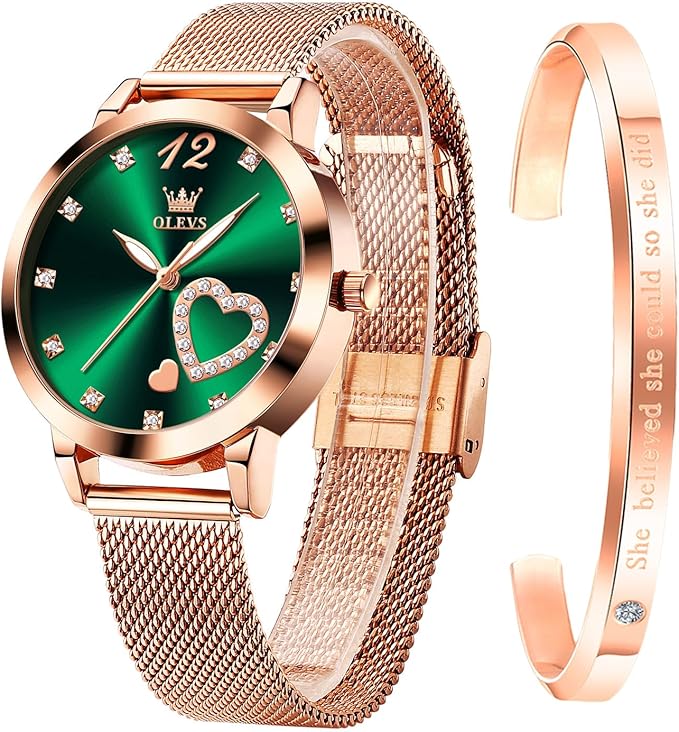 Elegant Rose Gold Watch Set for Women