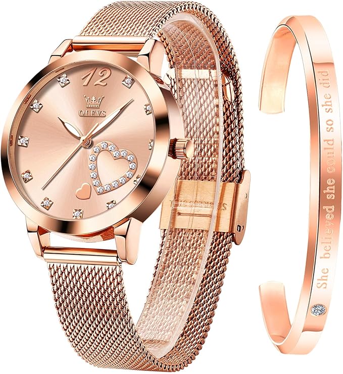 Elegant Rose Gold Watch Set for Women