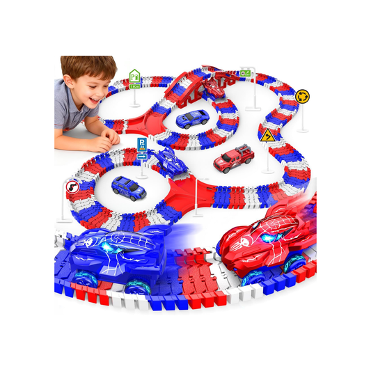 Spider Toy Track Set with 140+ Flexible Pieces, Spider Cars & Mini Vehicles