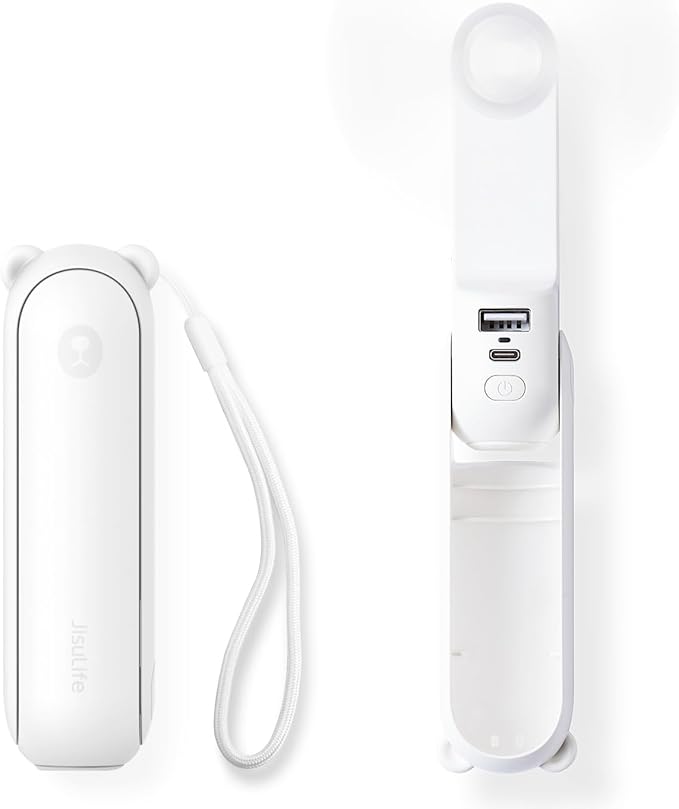 Portable 3-in-1 Mini Fan with Power Bank & Flashlight